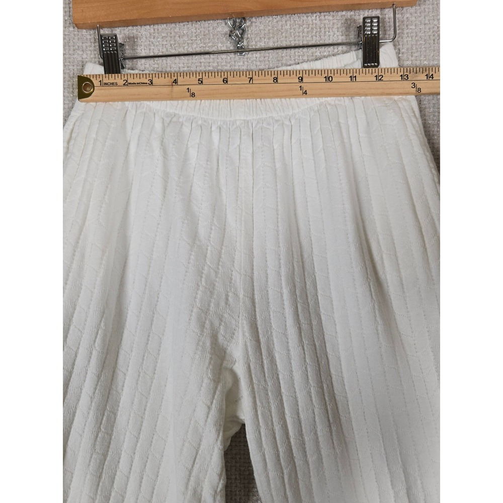 DWSF Vintage White Textured 100% Cotton Elastic Waist Pants Made‎ in USA 26x27 - Picture 4 of 10